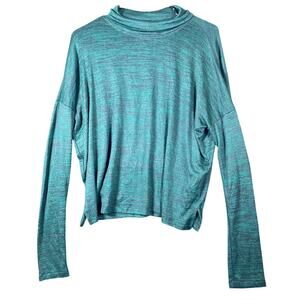 Banana Republic Womens Sweater Green Black Turtleneck Cropped Luxespun Stretch M